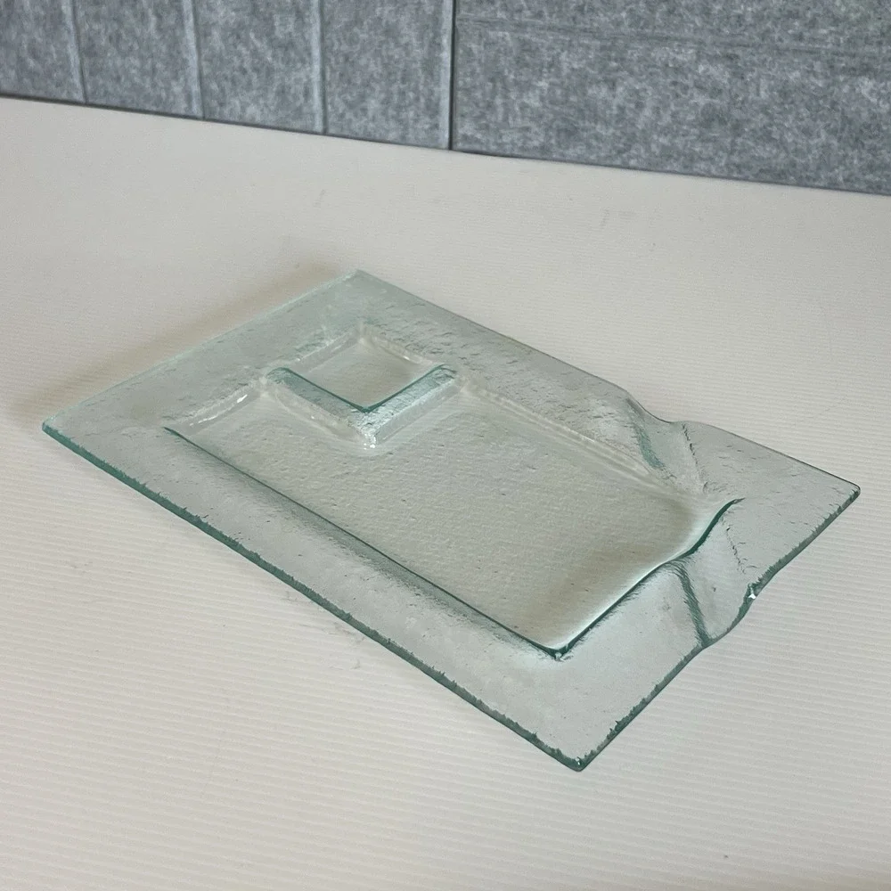 Green Recycled Glass Sushi Plate Rectangle w/Compartments